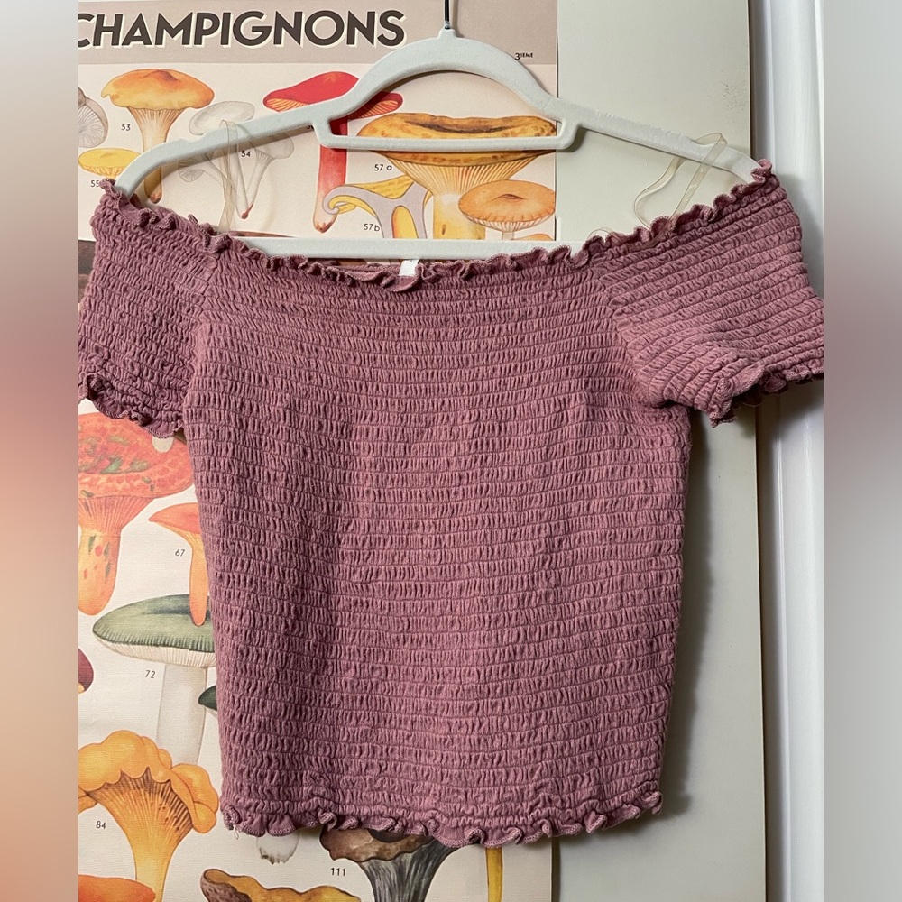 Dusty Rose off the shoulder crop top